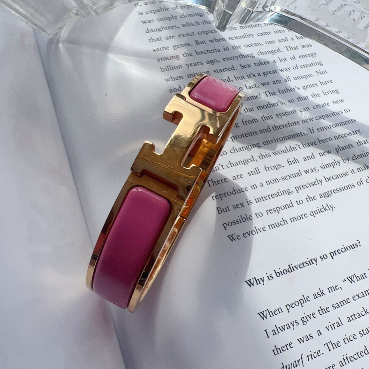 Hermès Enamel Narrow Clic Clac H Bracelet PM Rose Azalee –