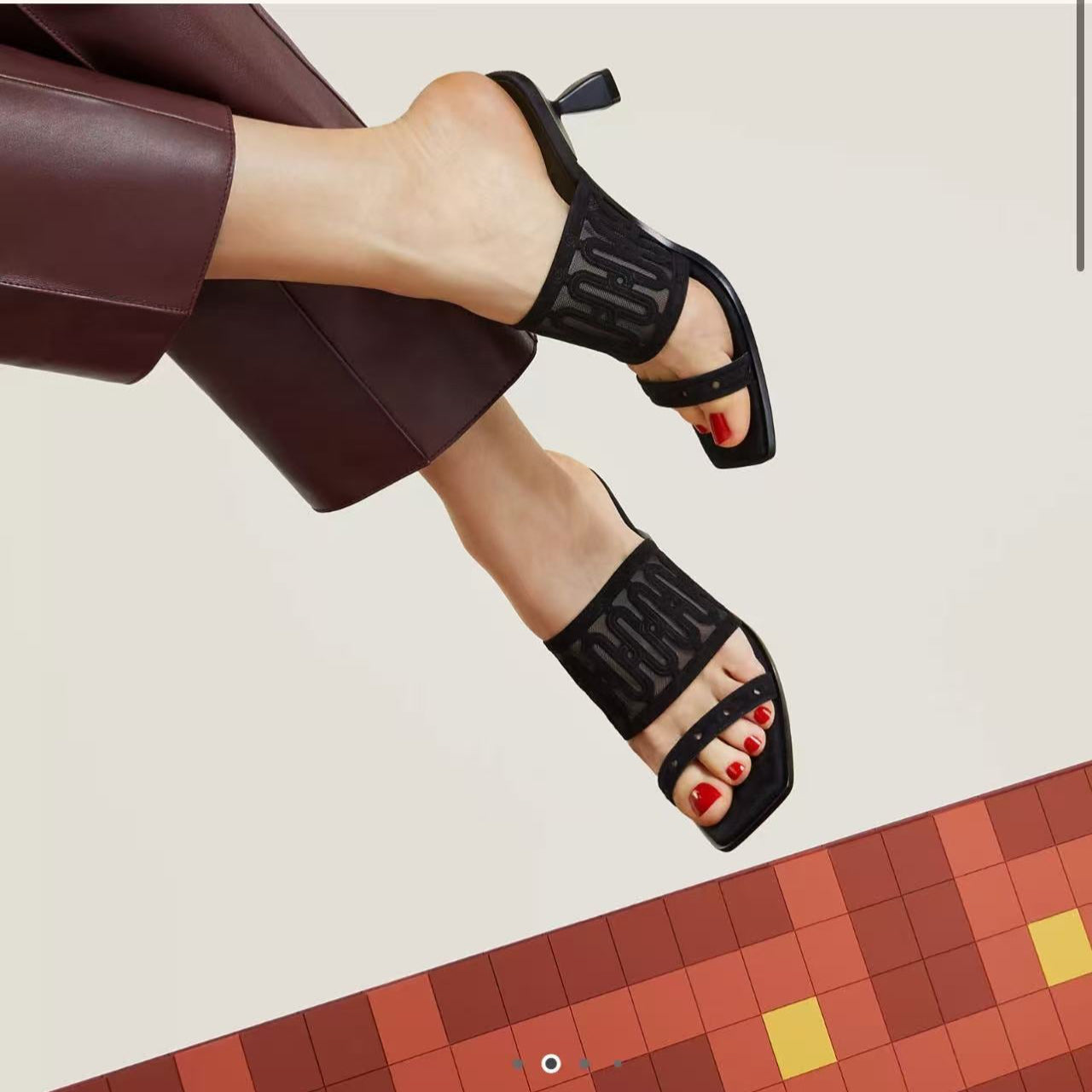 Hermes Noir Joia Sandals 38 New