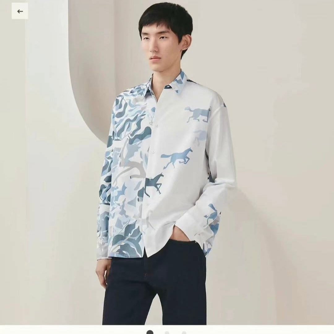 Hermes Puzzle Vegetal Boxy Fit Shirt Size 40