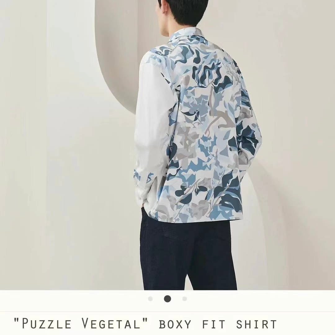 Hermes Puzzle Vegetal Boxy Fit Shirt Size 40