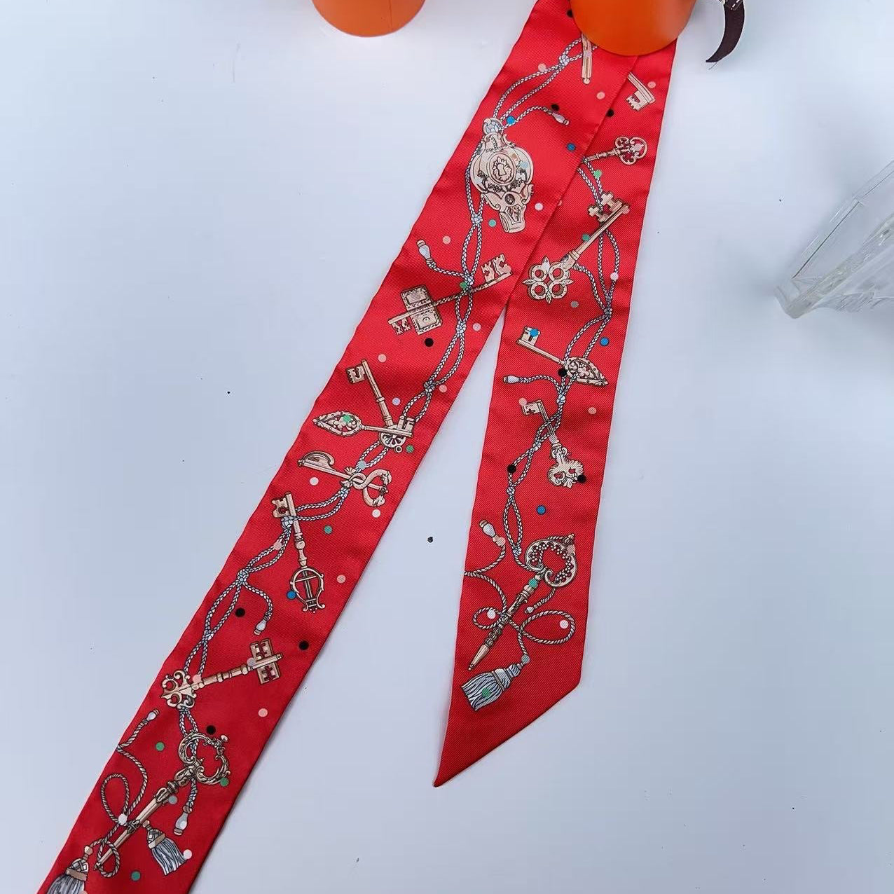 Hermès Scarf Les Cles a Pois Grenadine Multiple colors Beige