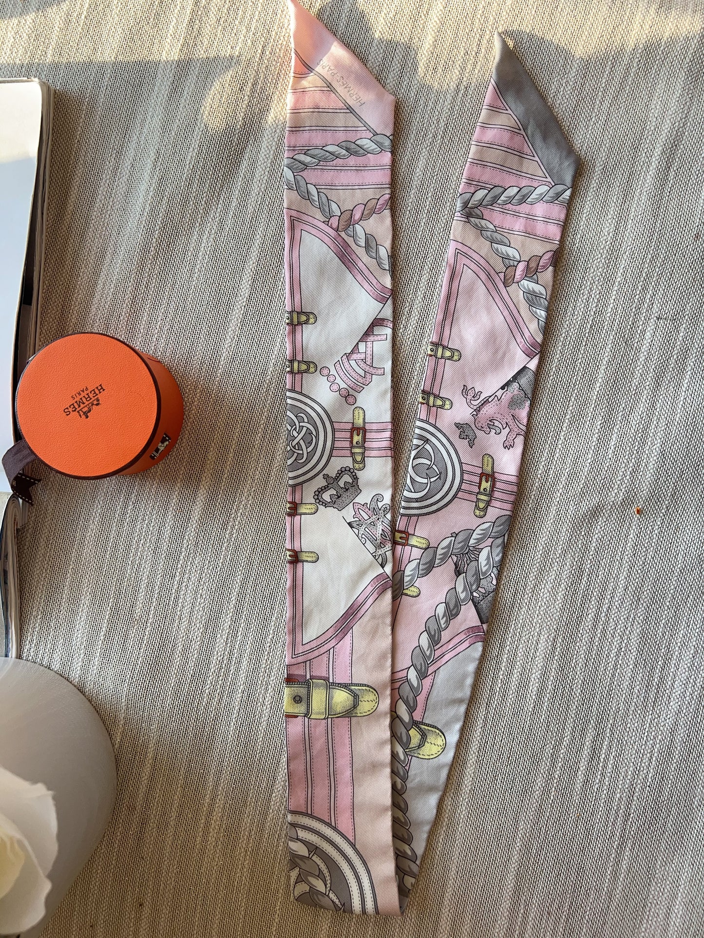 Hermes Silk Grande Tenue Scarf Pink and Black