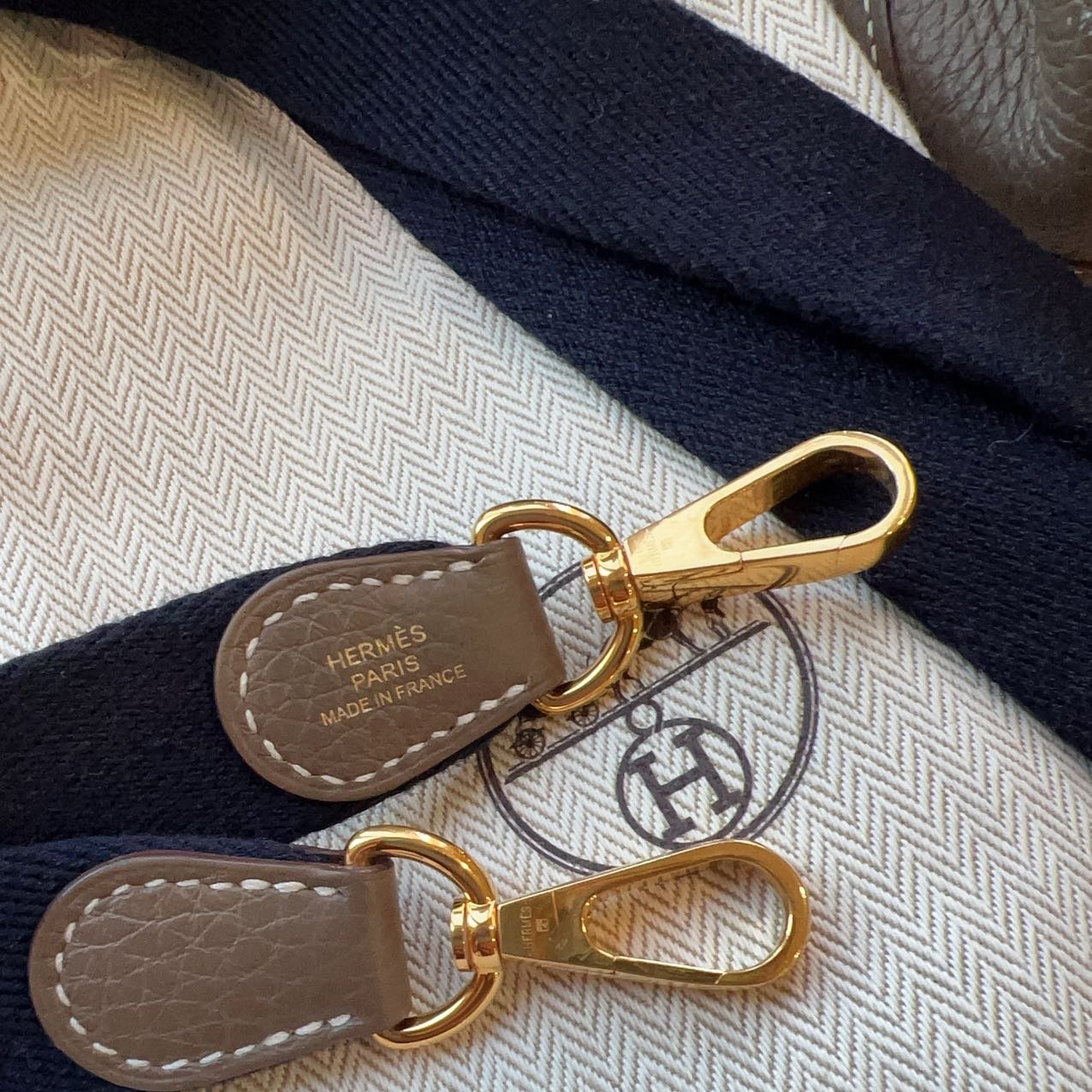 Hermes Taurillon Clemence Amazone Evelyne 16 Etoupe Bleu Indigo