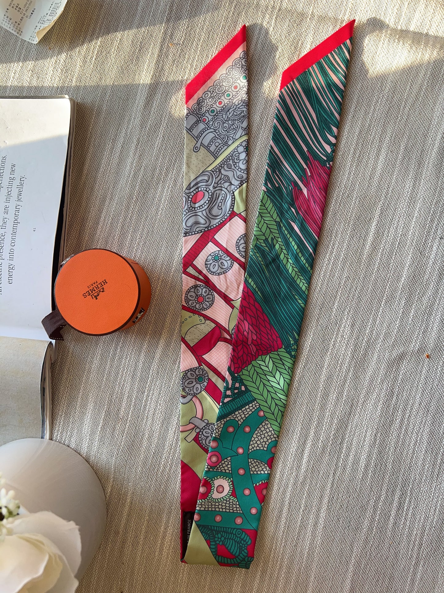 Hermes Twilly Selle De Dignitaire Silk Pink Green