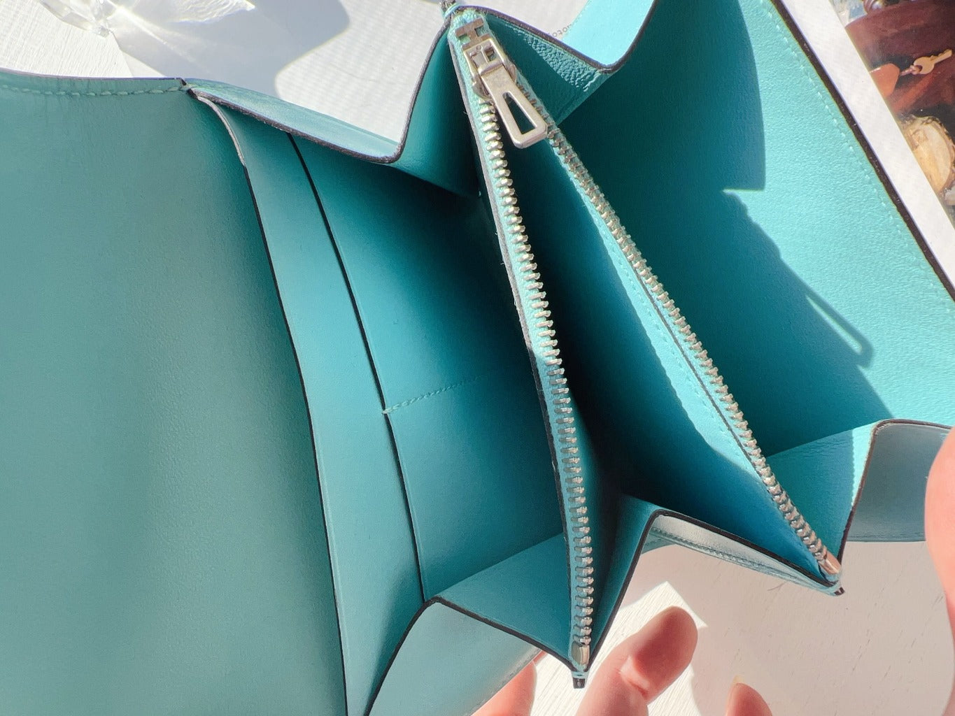 Hermès Constance Compact Wallet Bleu Atoll