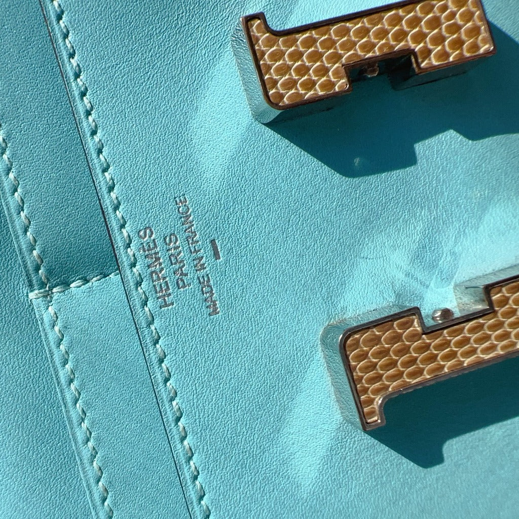 Hermès Constance Compact Wallet Bleu Atoll