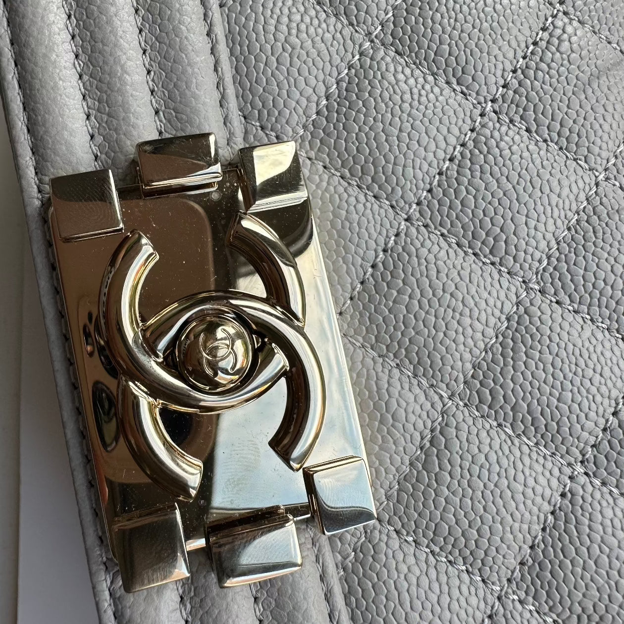 Chanel-Calfskin-Quilted-Small-Boy-Flap-LightGrey-Hardware