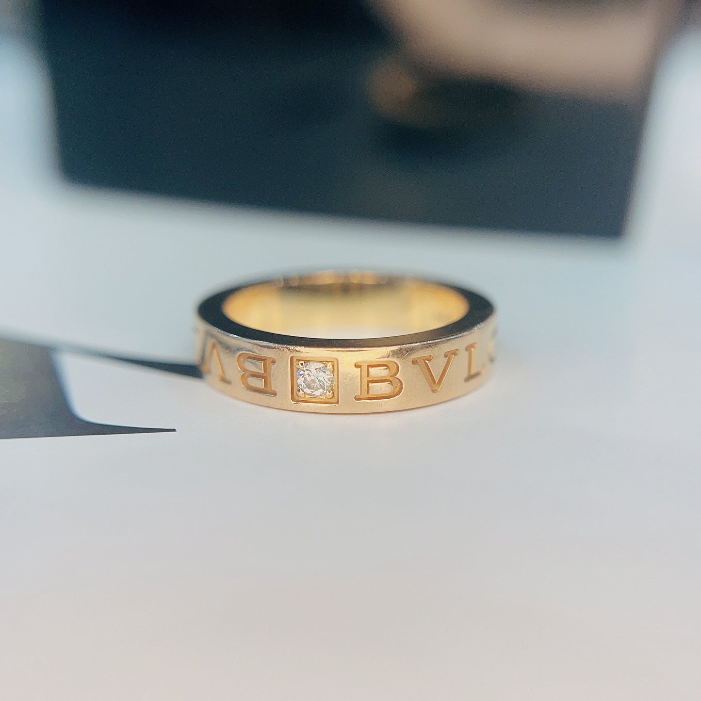 BVLGARI Golden Ring with One Diamond Size50