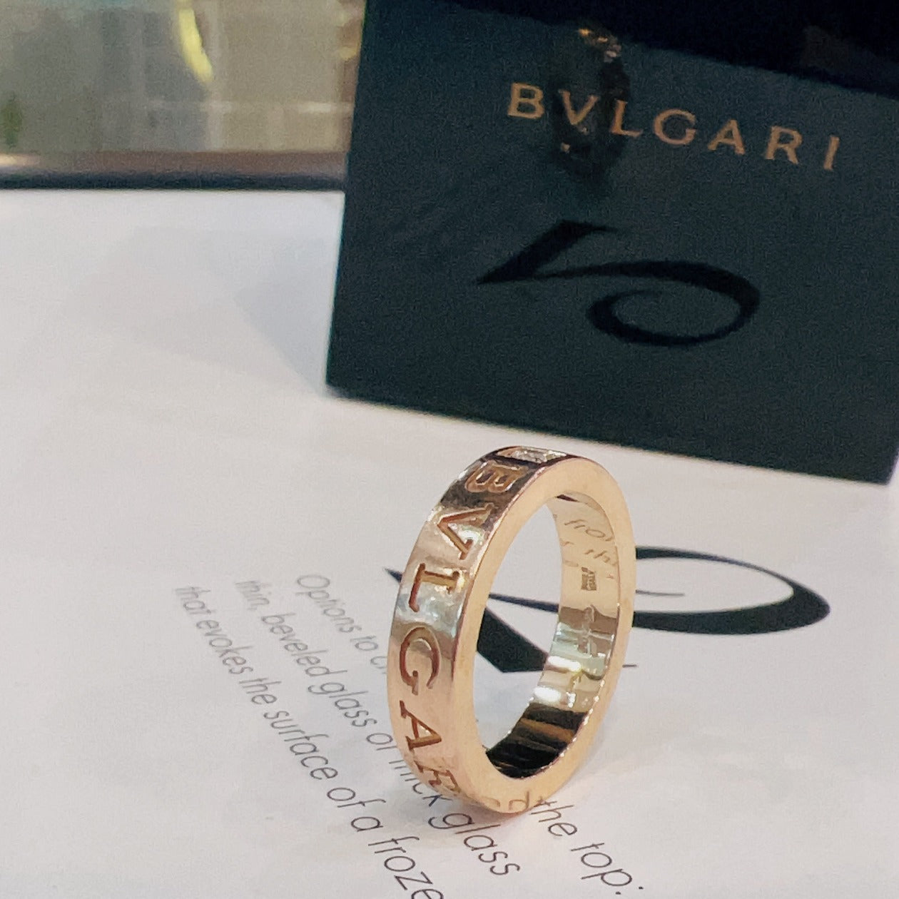 BVLGARI Golden Ring with One Diamond Size50 with Receipt