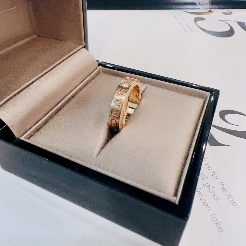 BVLGARI Golden Ring with One Diamond Size50