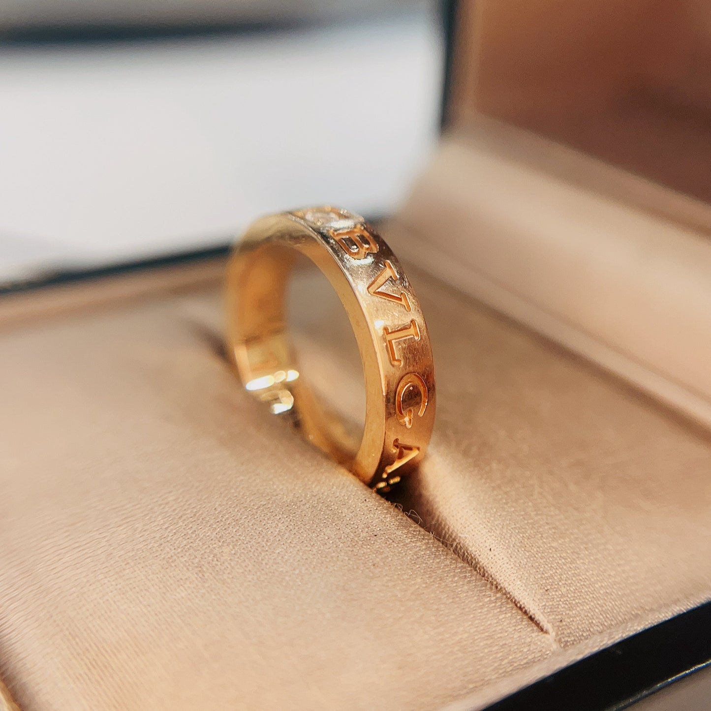 BVLGARI Golden Ring with One Diamond Size50 with Receipt