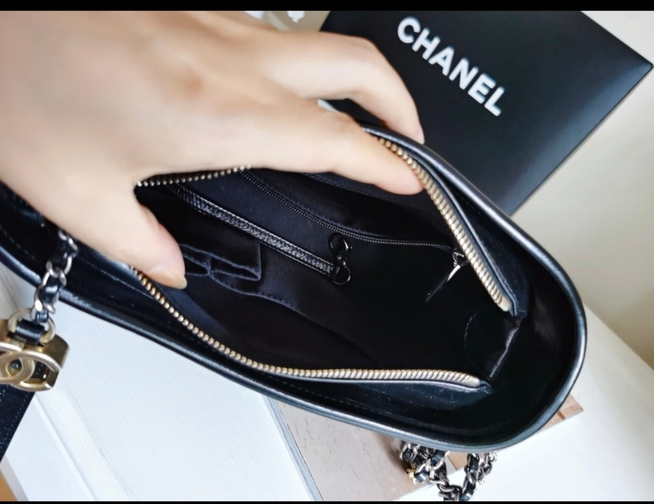 Chanel-Tweed-Calfskin-Small-Gabriell-Bag-Interior