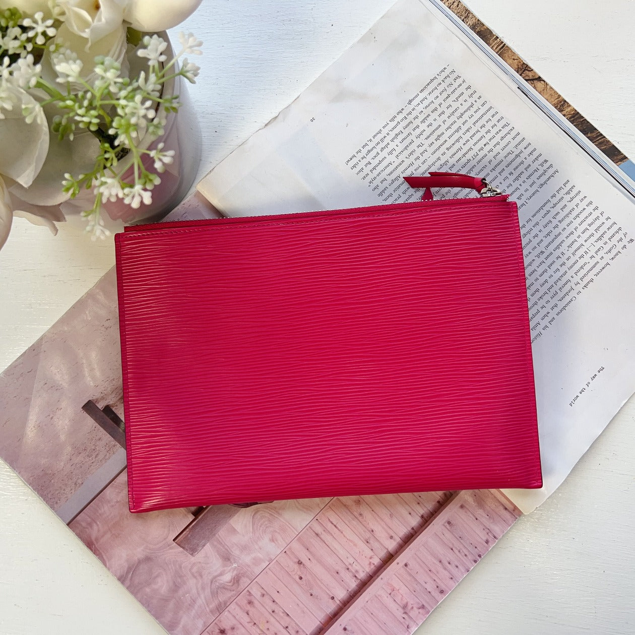 Louis Vuitton Pochette Pratt EPI Fuchsia Pink back