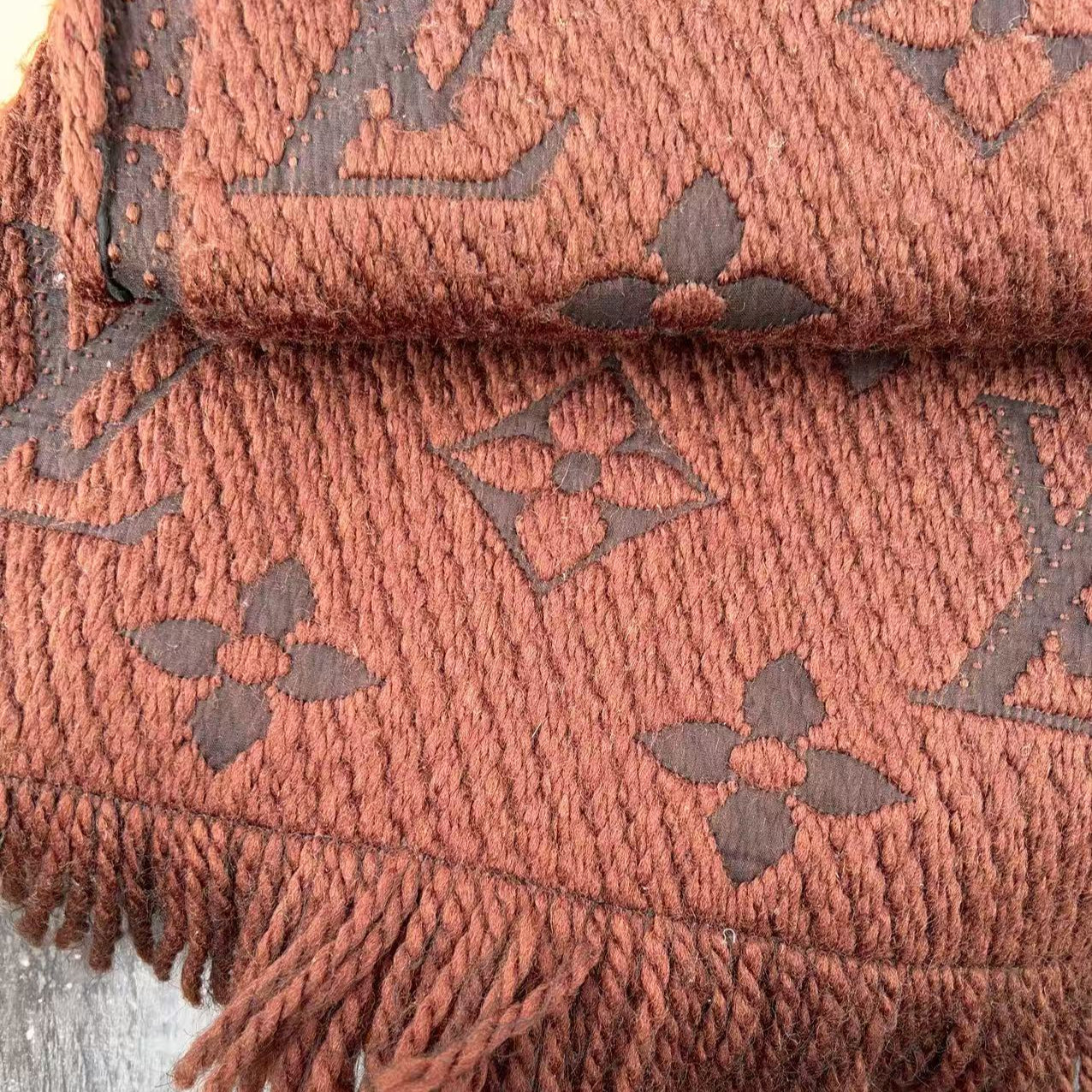 Louis Vuitton Men's Logomania Wool Shawl in Dark Brown