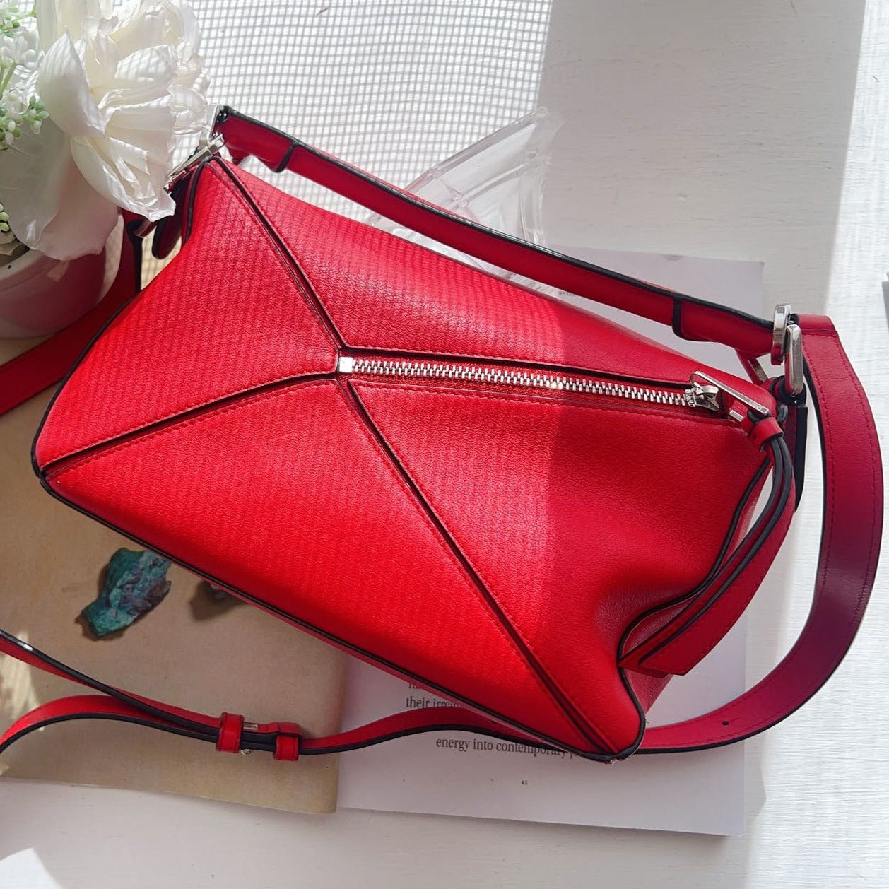 Loewe Calfskin Small Puzzle Bag Scarlet