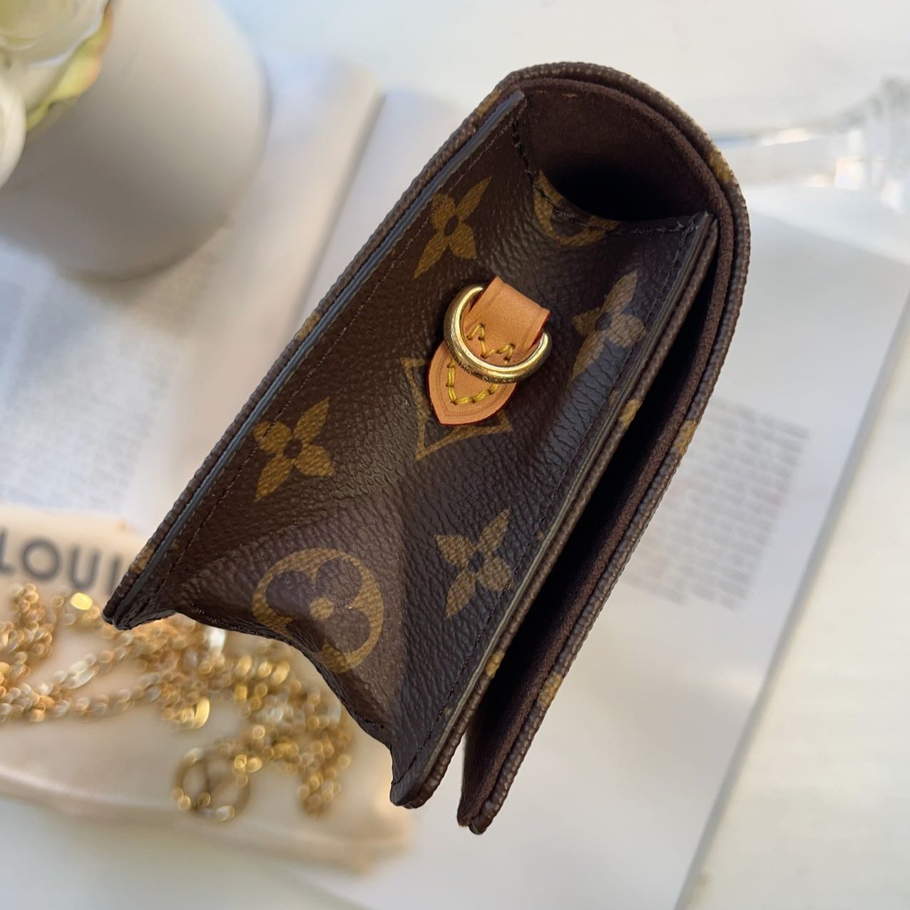 Louis Vuitton Monogram Canvas Lily Wallet On Chain New