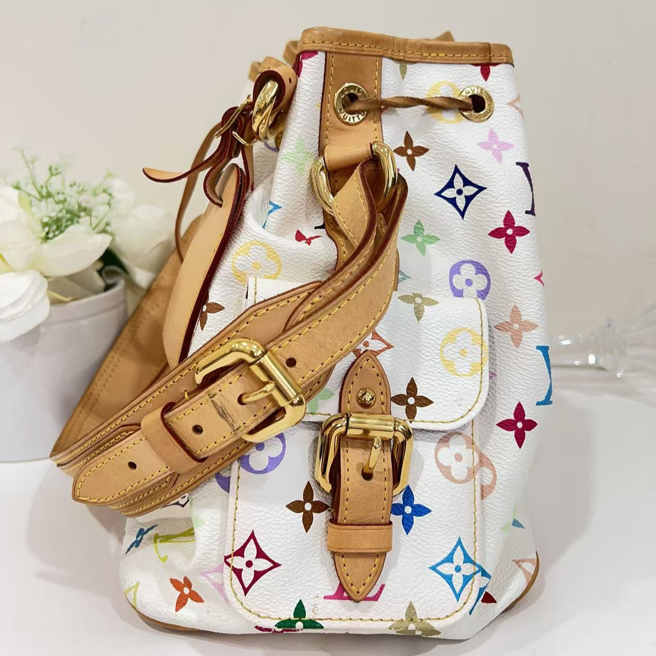 Louis Vuitton Multicolor Petit Noe in White