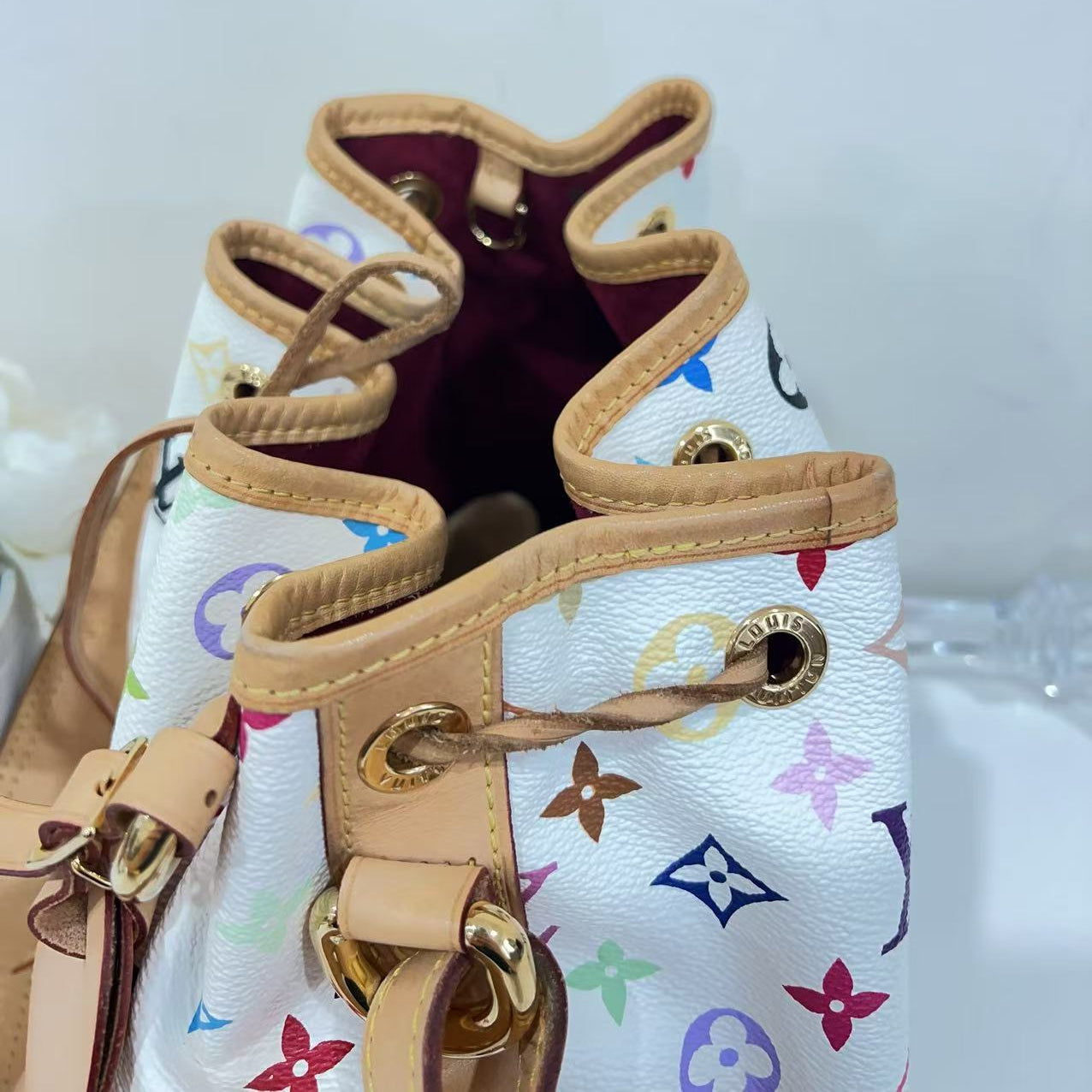 Louis Vuitton Multicolor Petit Noe in White