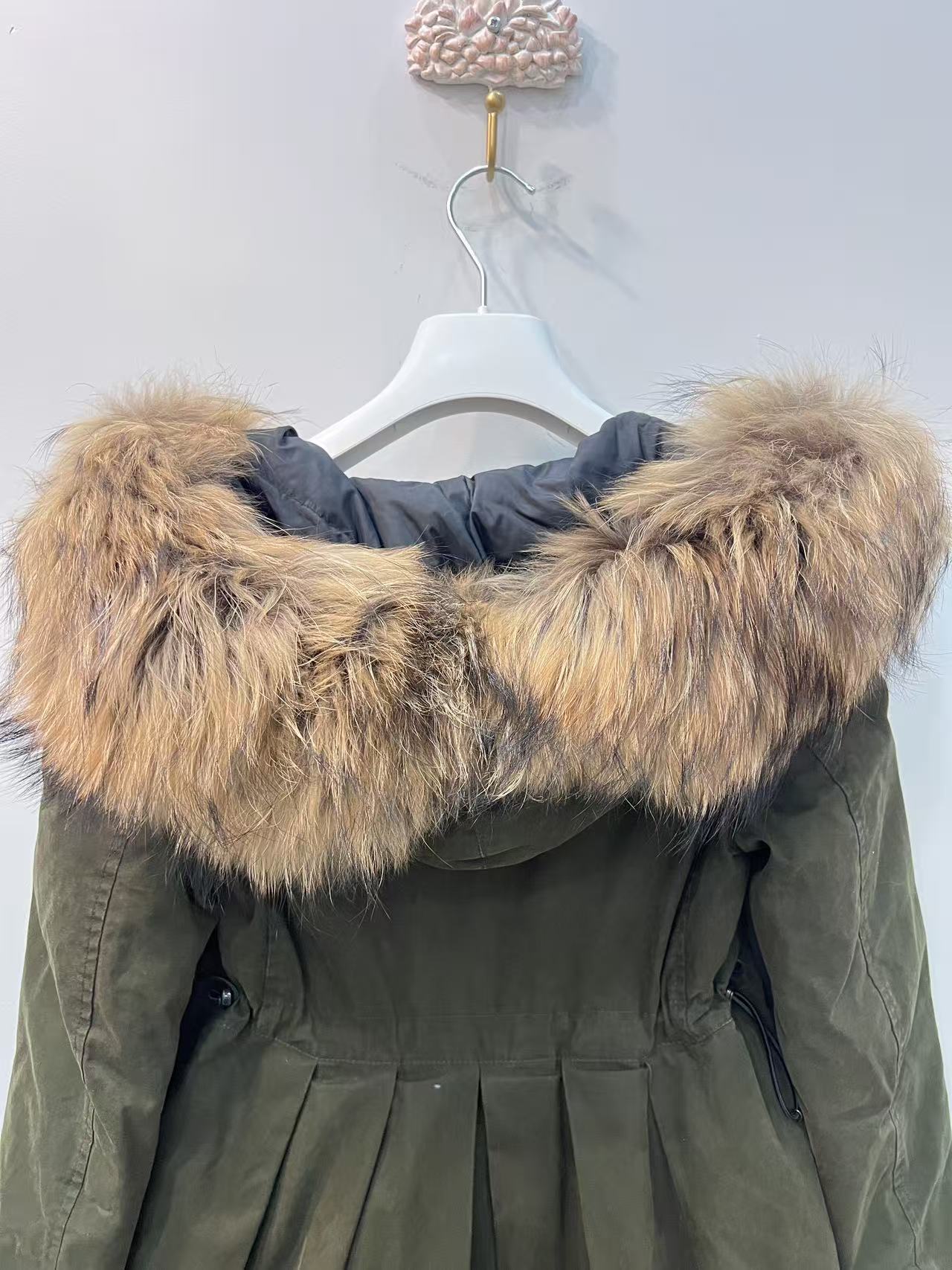 MONCLER KHAKI GREEN CAMELINE GIUBOTTO PARKA WITH FOX FUR HOOD SIZE00