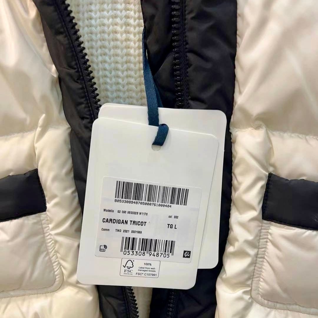 MONCLER Padded Hooded Cardigan Tricot Size L Whiter/Black