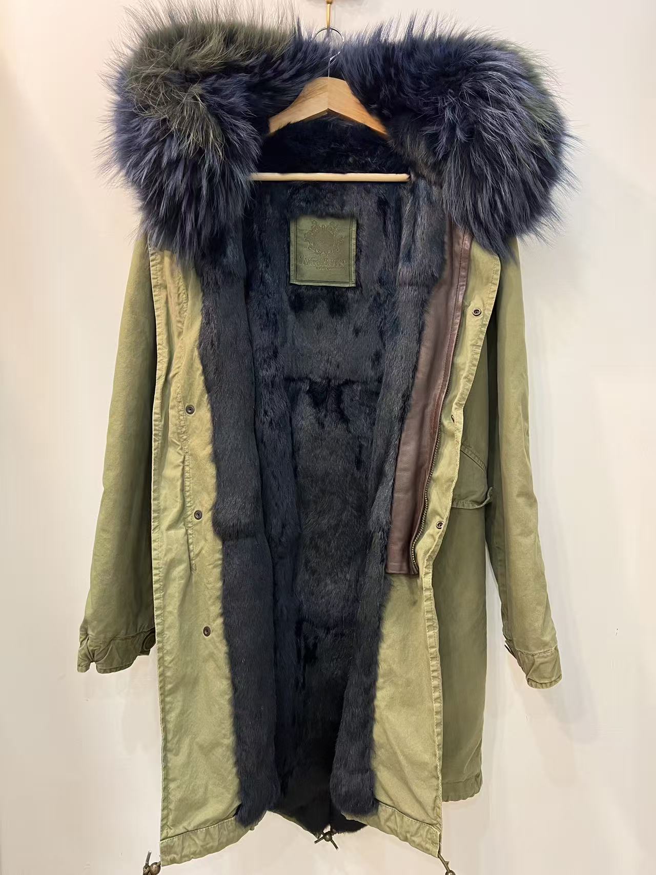 MR & MRS ITALY Green Quilted Parka w/ Fur Hood, size S