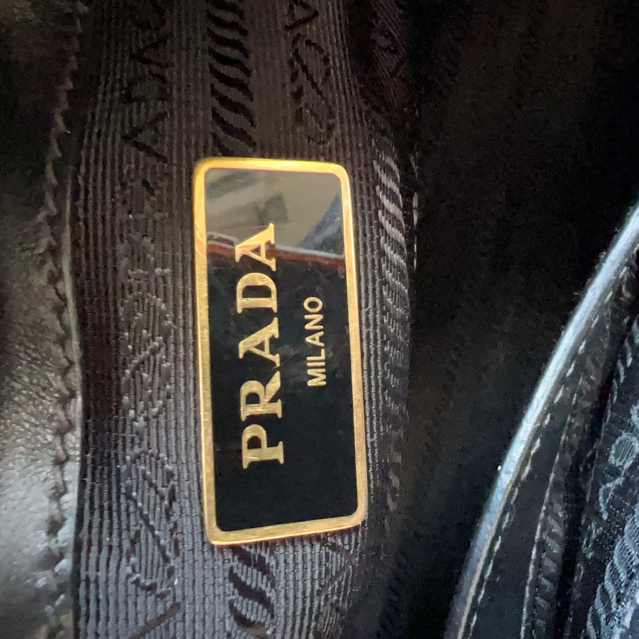 Prada Calf-Trimmed Saffiano Handle Bag Black