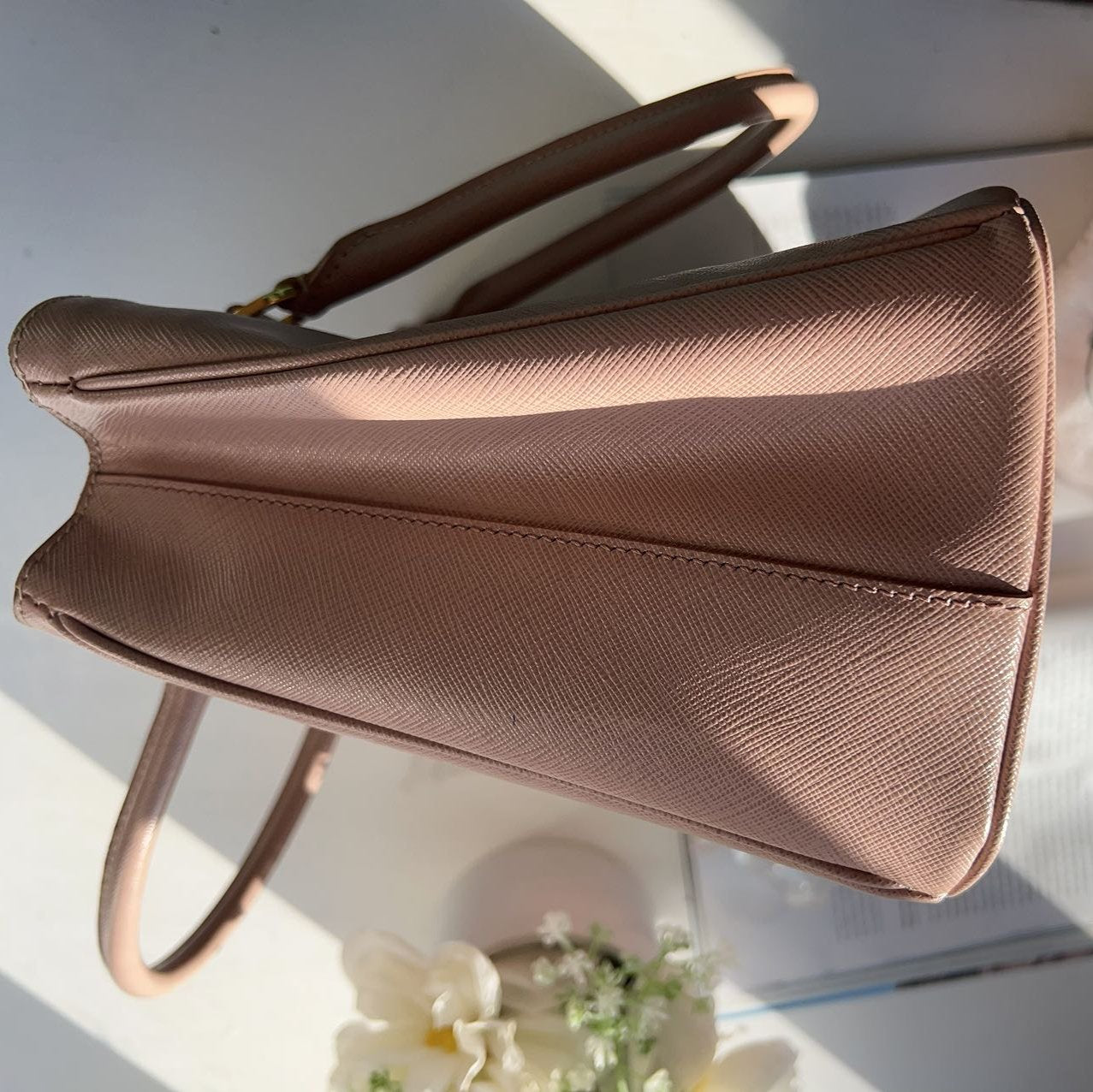Prada Saffiano Medium Tote Cammeo
