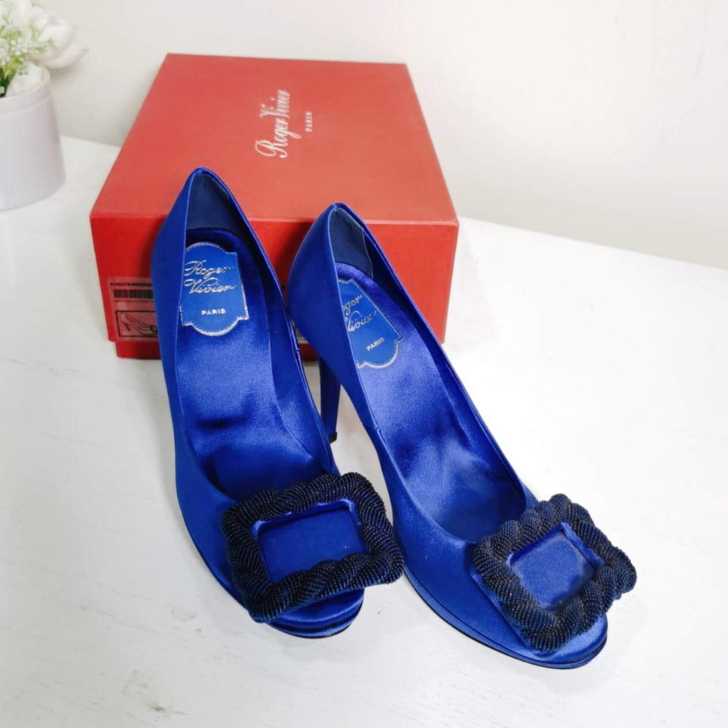 Roger Vivier Electric Blue Elegant High Heels Size34.5