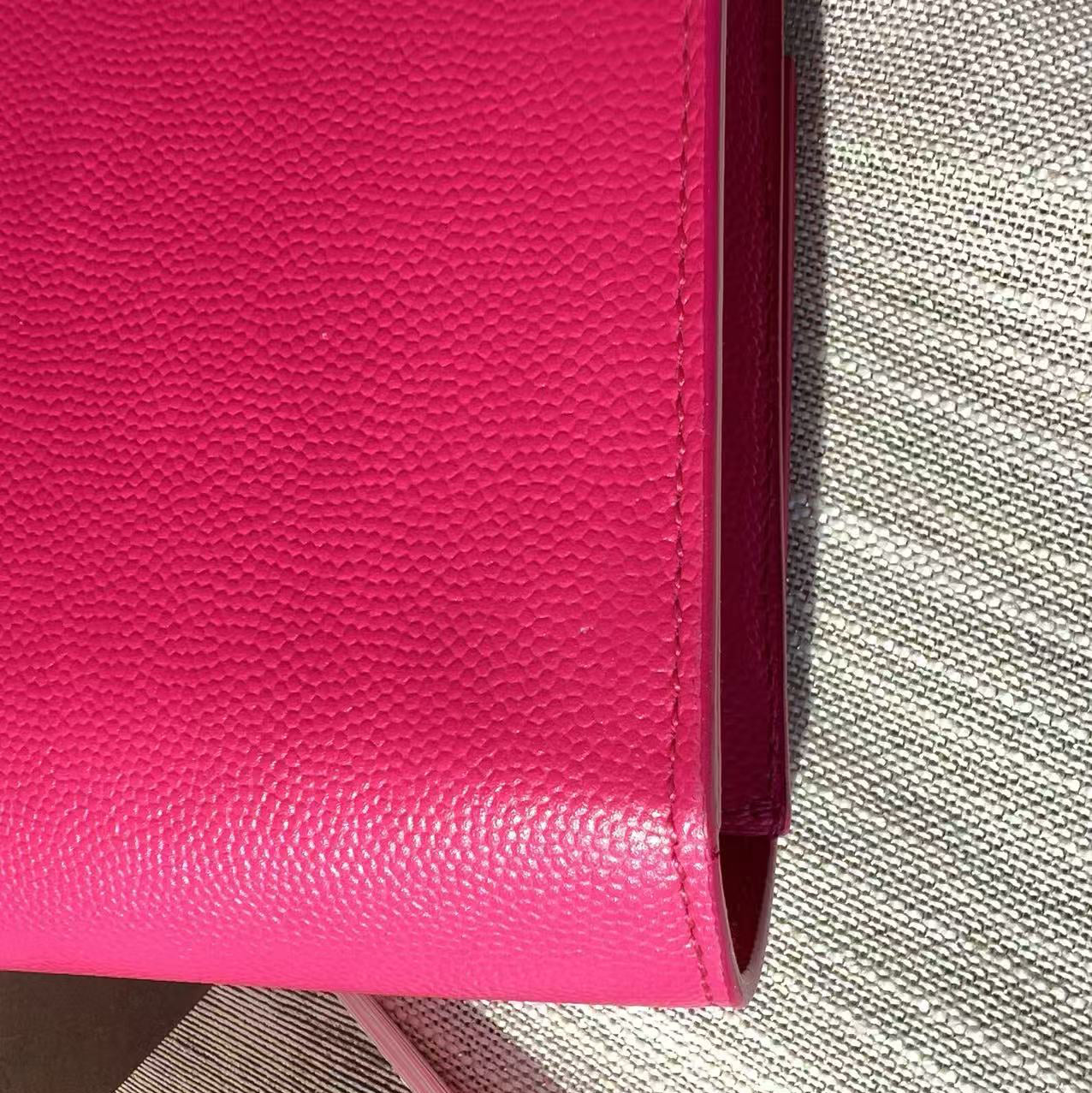 Saint Laurent Hot Pink Cassandre Leather Clutch Bag LP