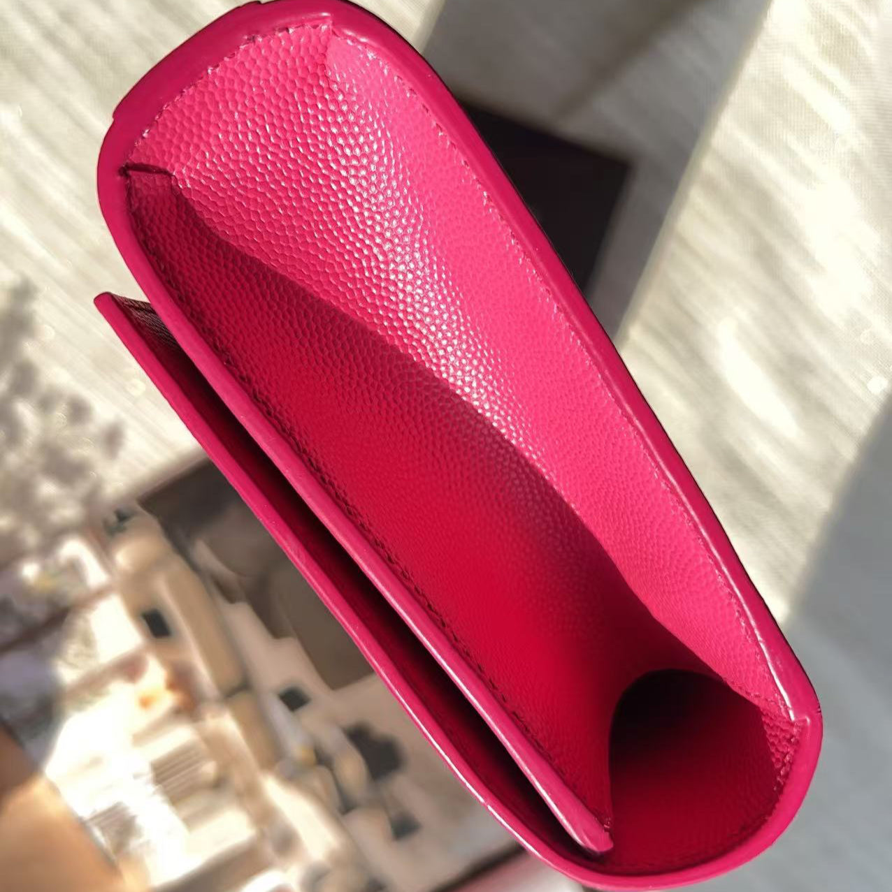 Saint Laurent Hot Pink Cassandre Leather Clutch Bag LP