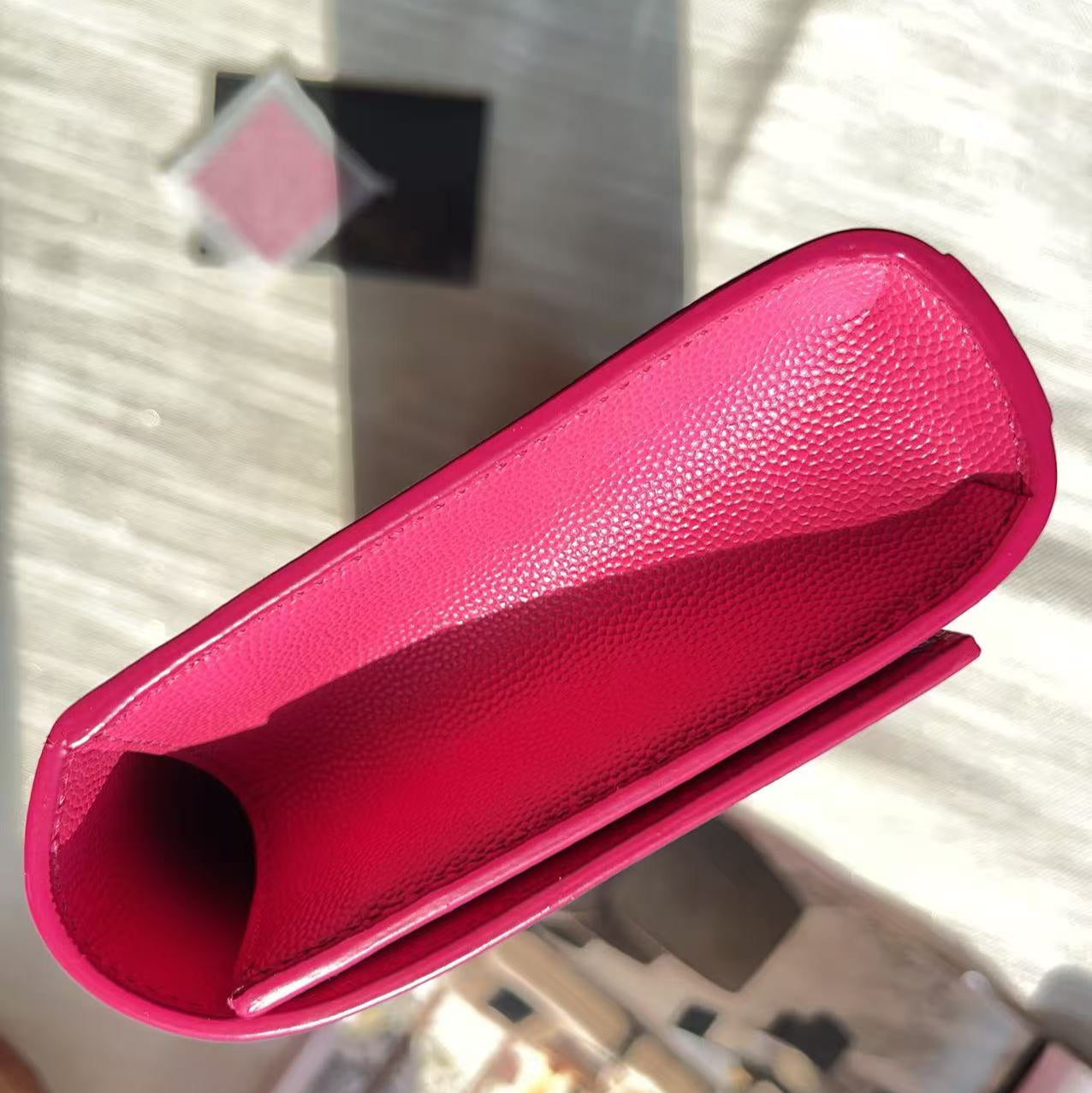 Saint Laurent Hot Pink Cassandre Leather Clutch Bag LP