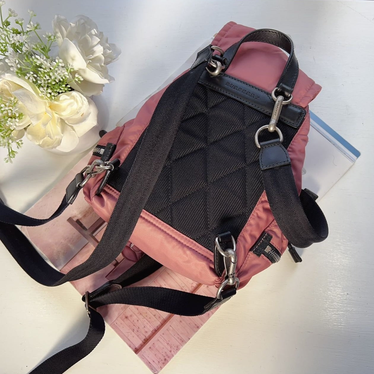 Burberry Nylon Mini Backpack Pink