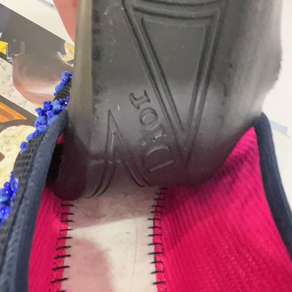 Christian Dior Blue with Sequins Yellow 3D Flowers Sneakers