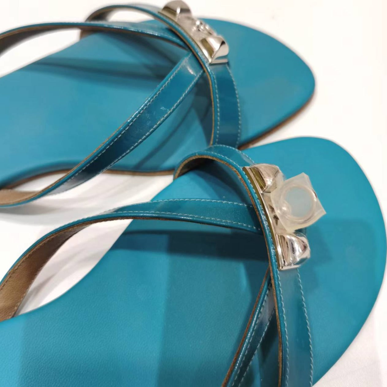 Hermès CDC Corfu Leather Sandal Blue New size39.5