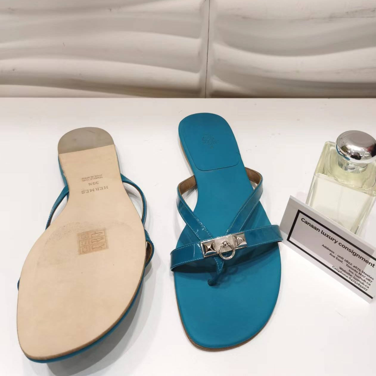 Hermès CDC Corfu Leather Sandal Blue New size39.5
