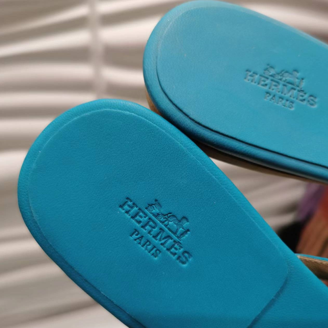 Hermès CDC Corfu Leather Sandal Blue New size39.5