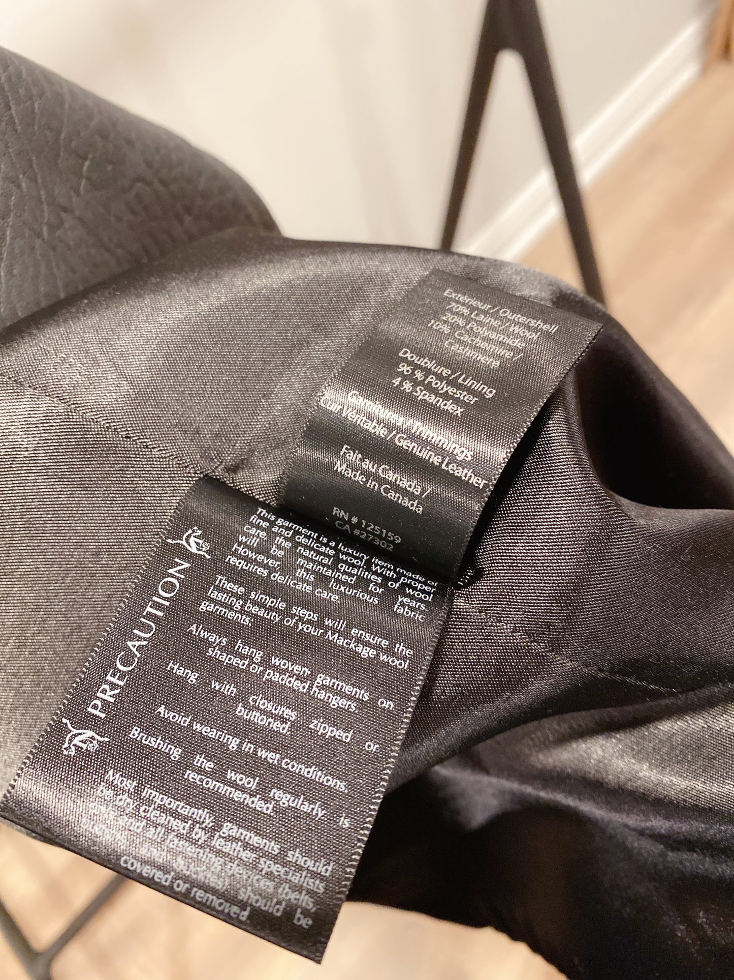 Mackage Leather/wool Coat SizeM
