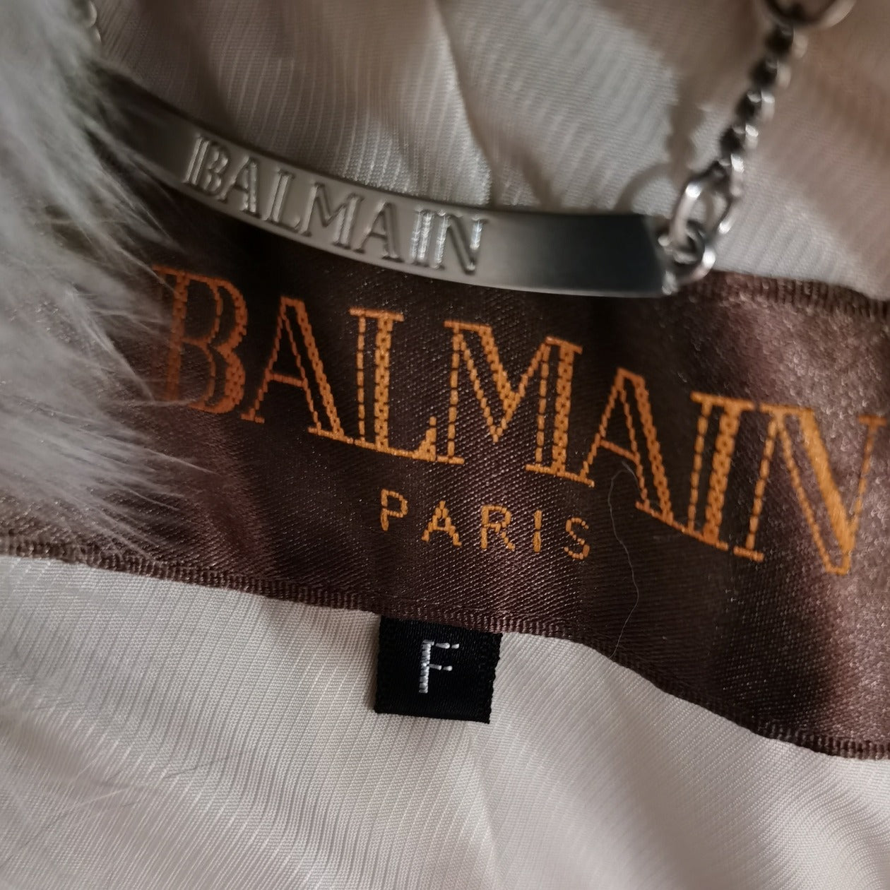 Balmain Cashmere Faux Fur Coat Beige Hooded Cape
