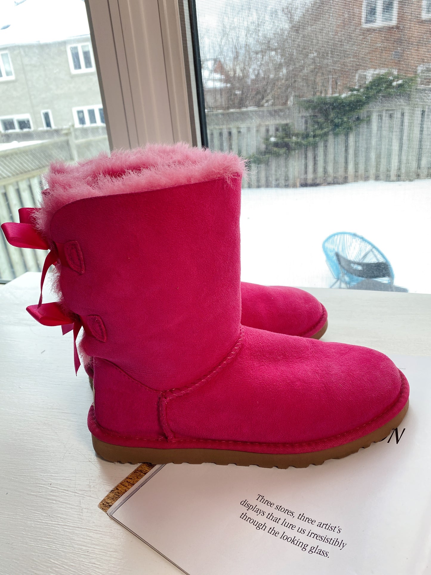 Ugg Bailey Bow Boots Hot Pink New Size36