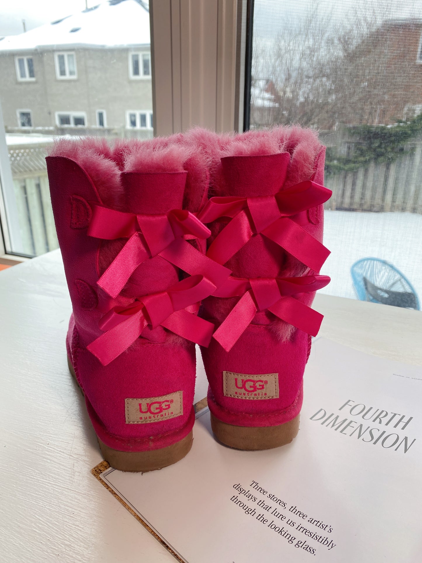 Ugg Bailey Bow Boots Hot Pink New Size36