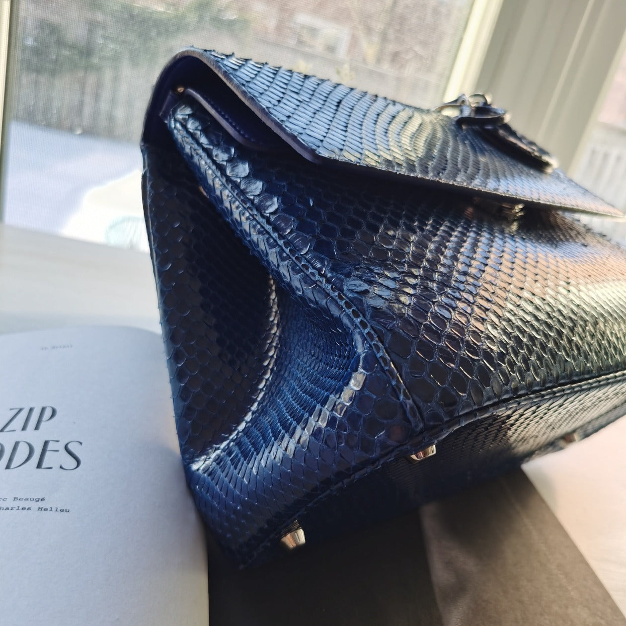 Dior Be Dior Flap Bag In Metallic Blue python Bag