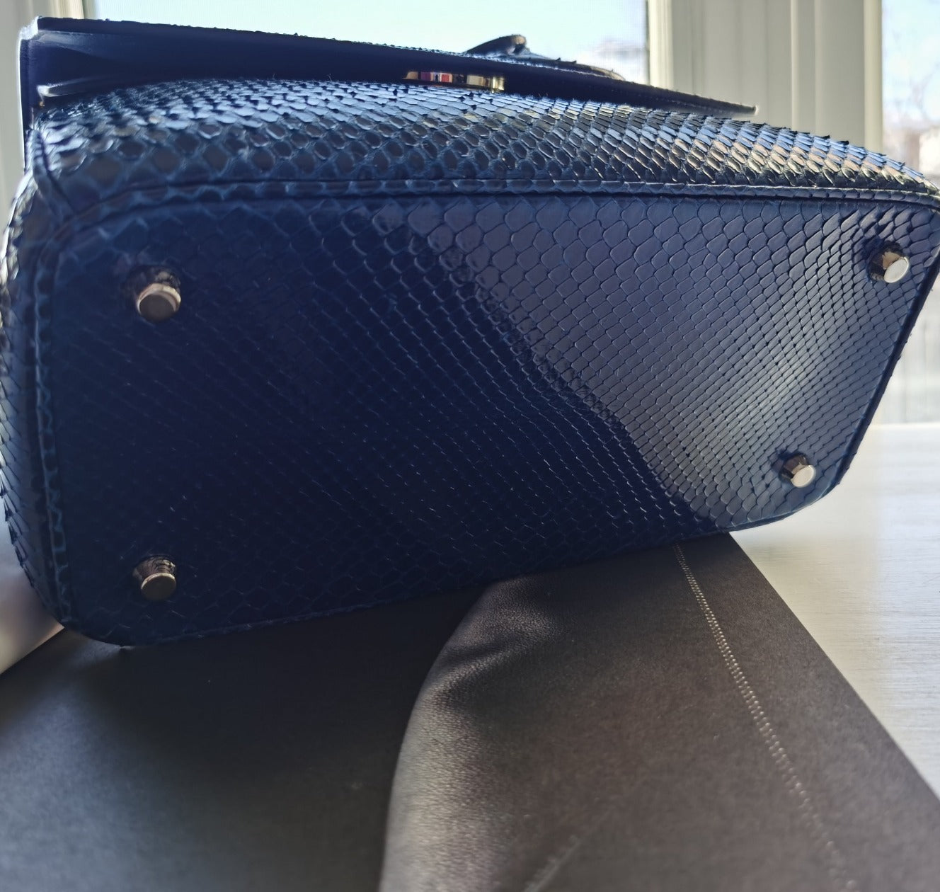 Dior Be Dior Flap Bag In Metallic Blue python Bag