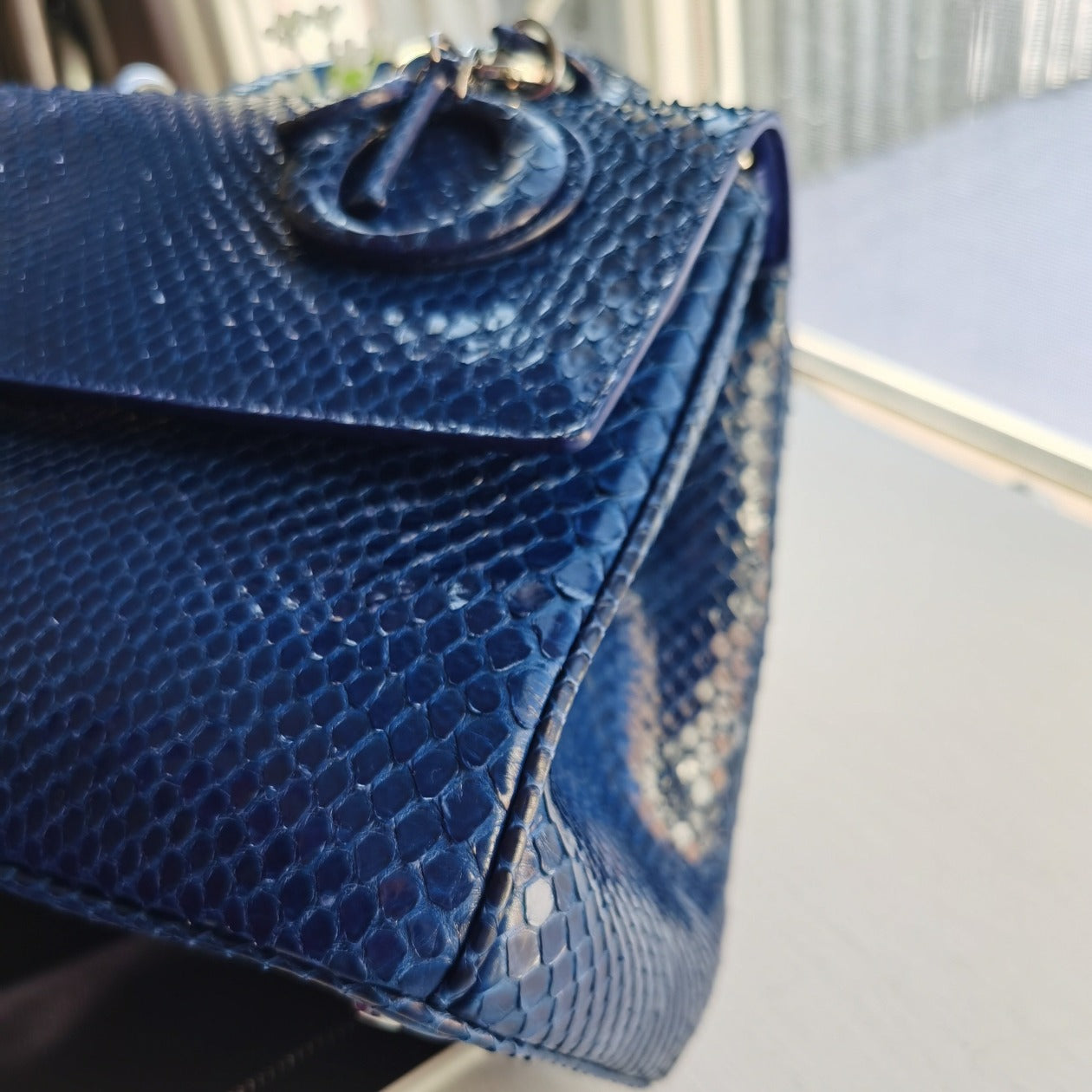 Dior Be Dior Flap Bag In Metallic Blue python Bag