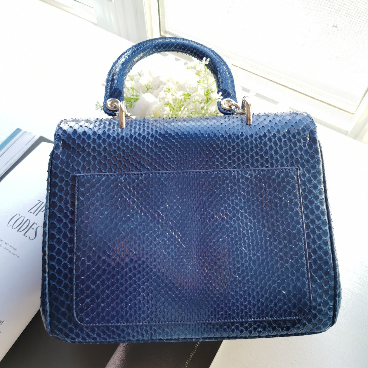 Dior Be Dior Flap Bag In Metallic Blue python Bag