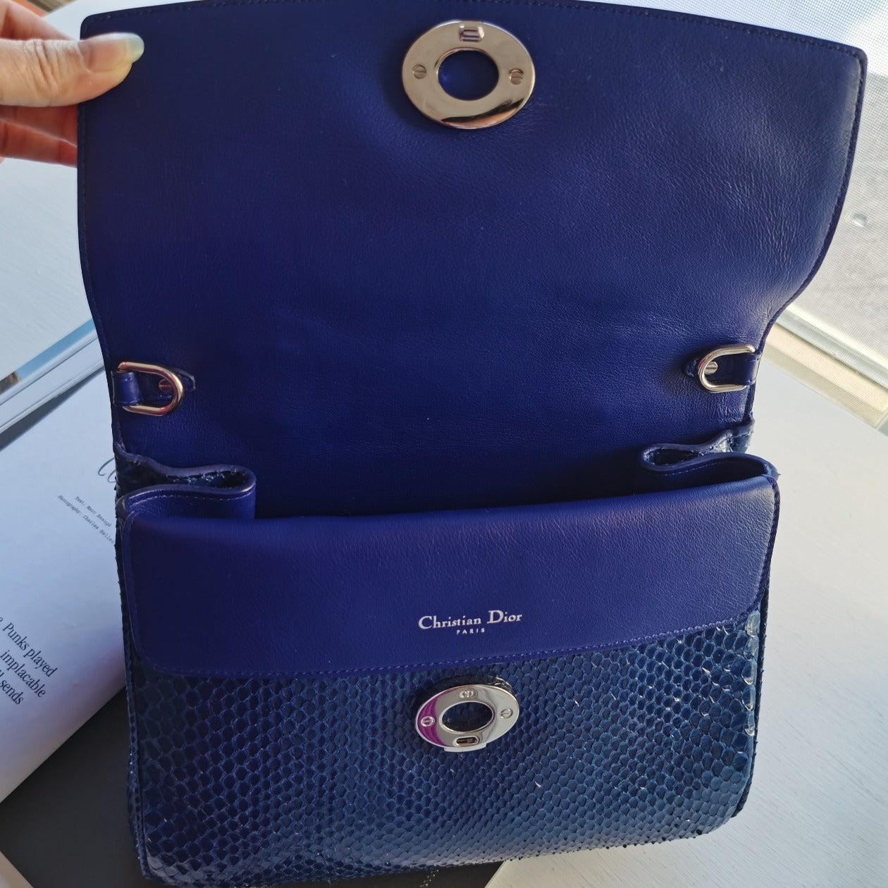 Dior Be Dior Flap Bag In Metallic Blue python Bag