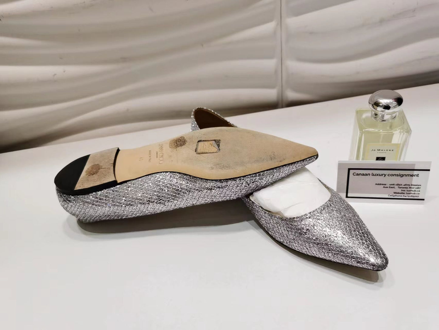 Jimmy Choo Glitter Silver Ballet FlatsFlats Size40