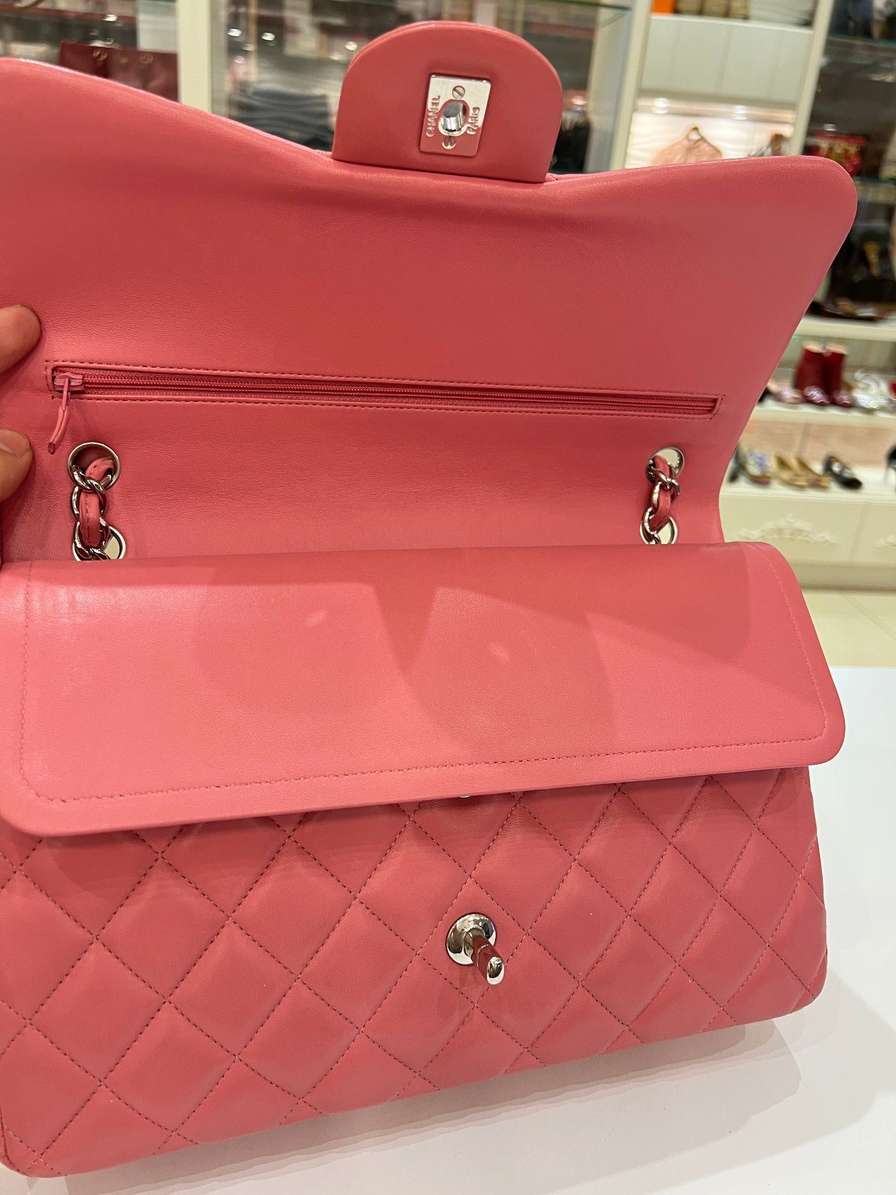 Chanel Lambskin Quilted Jumbo Double Flap Pink - luxhub.ca