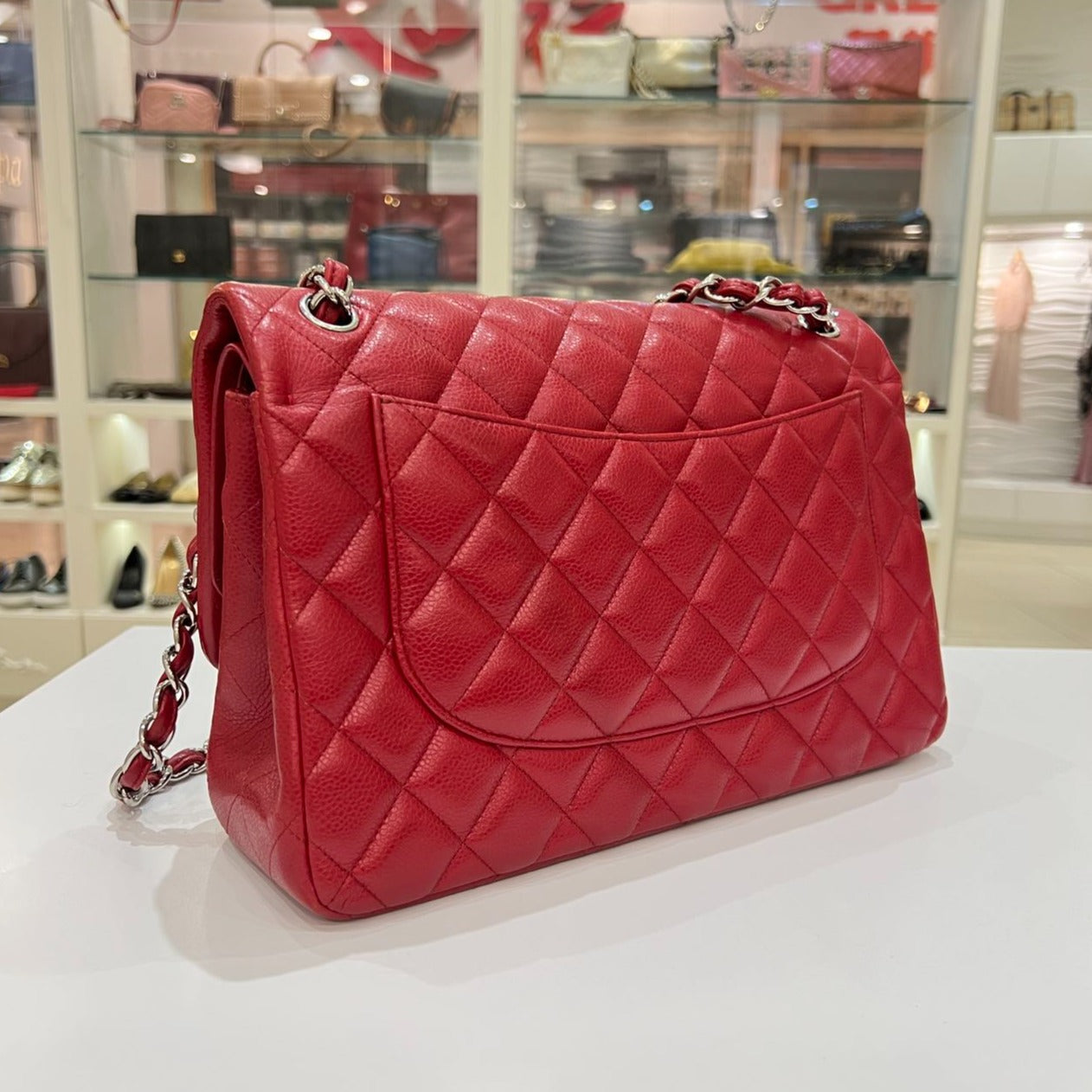 Chanel Caviar Quilted Jumbo Double Flap Red - luxhub.ca