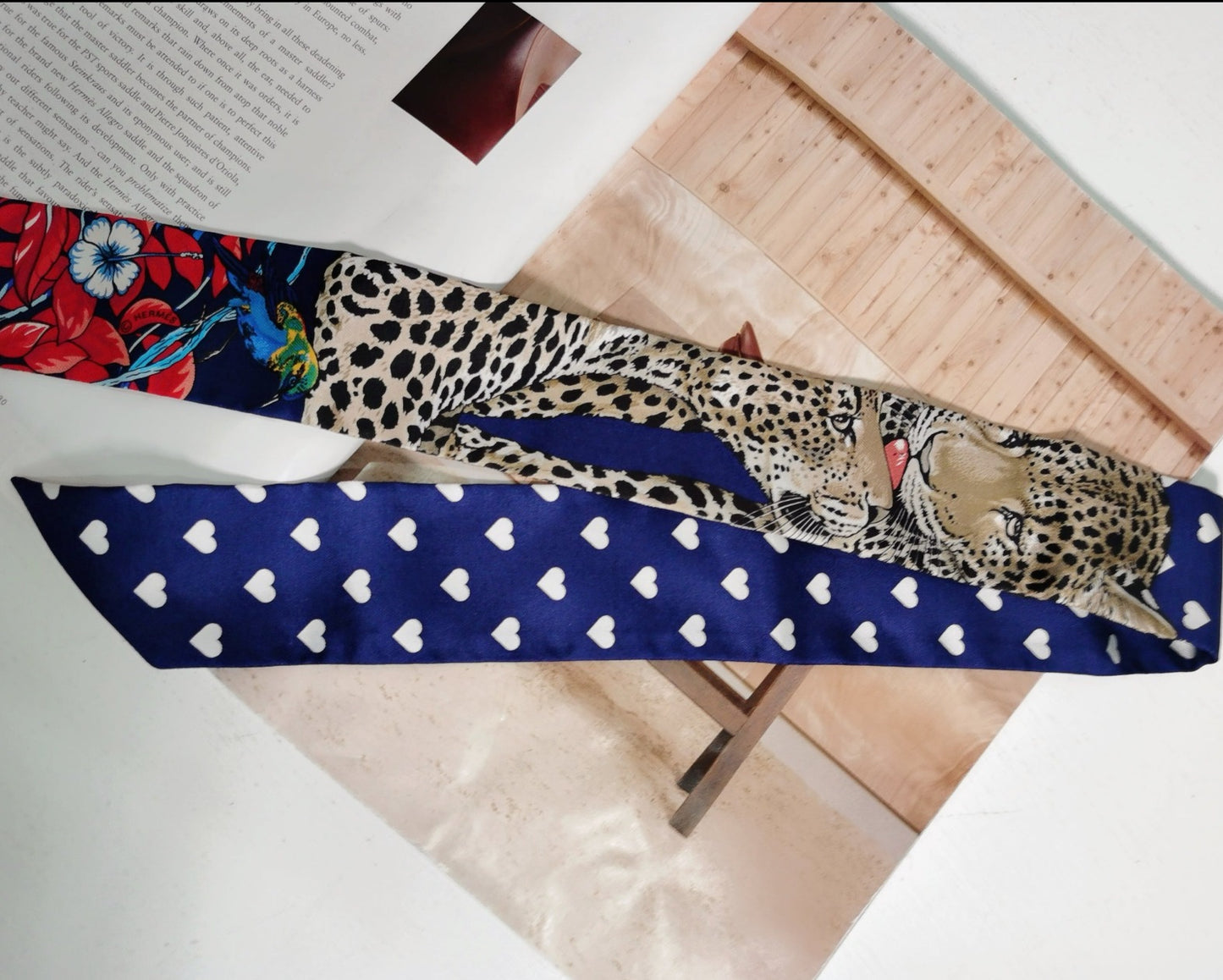 HERMES Jungle Love Scarf Blue Multi Twilly