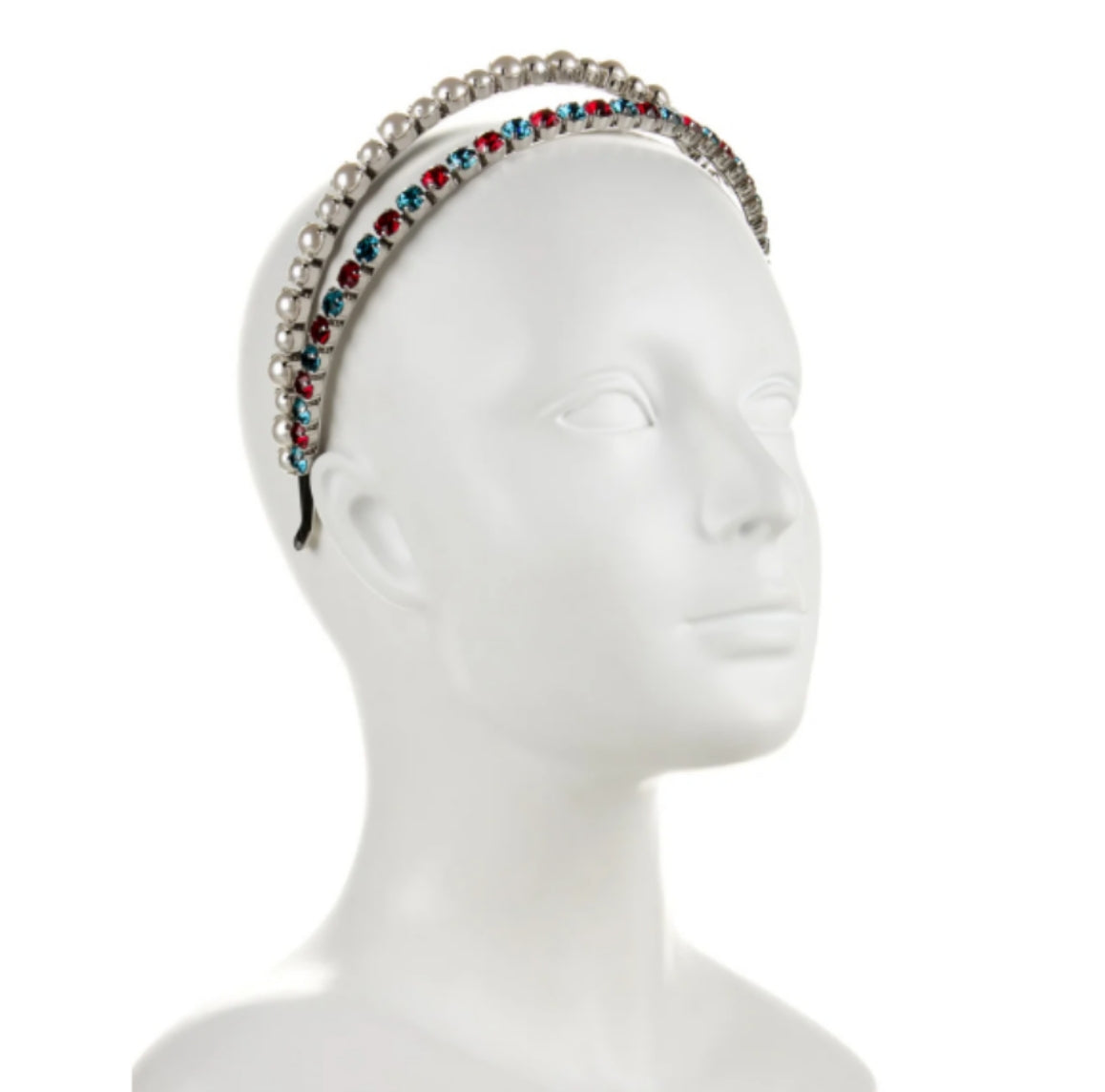 Miu Miu Crystal and Pearl Embellishment Headband